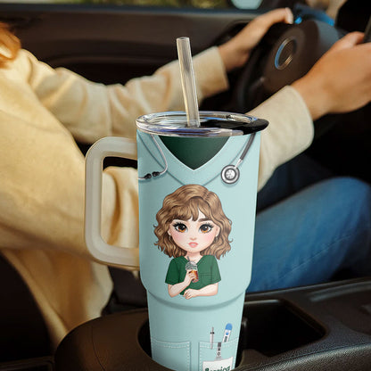 Nurse Scrubs - Personalized Nurse 40oz Tumbler With Handle