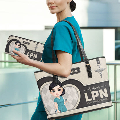 Nurse Basic Style - Personalized Custom Nurse Leather Tote Bag Deal
