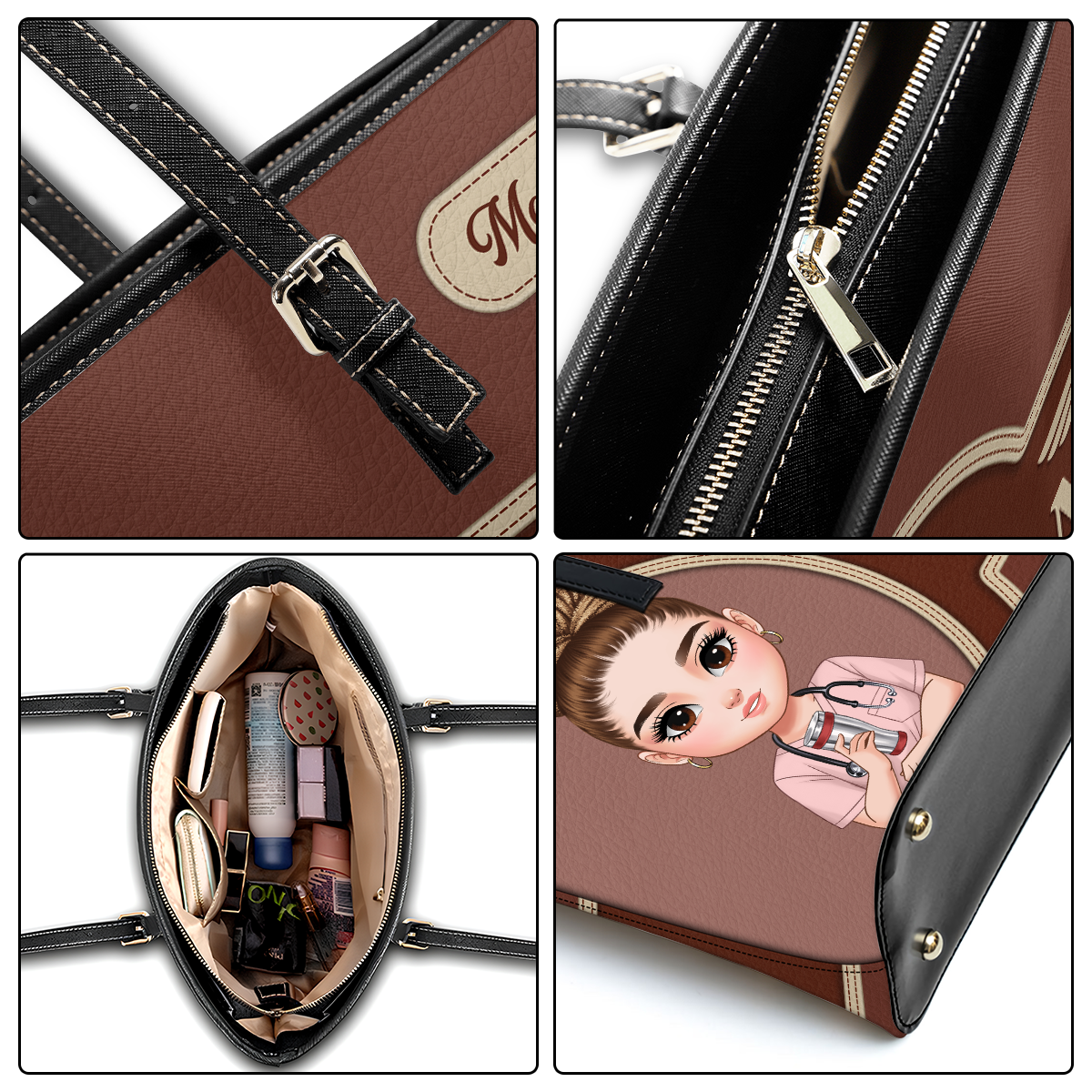 Worlds Best Nurse - Personalized Custom Nurse Leather Tote Bag