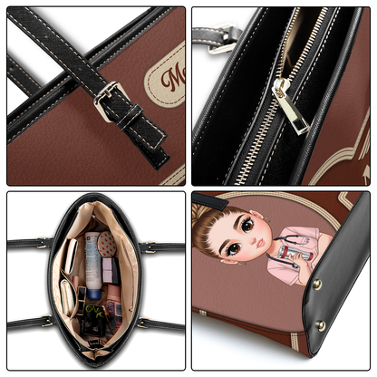Worlds Best Nurse - Personalized Custom Nurse Leather Tote Bag
