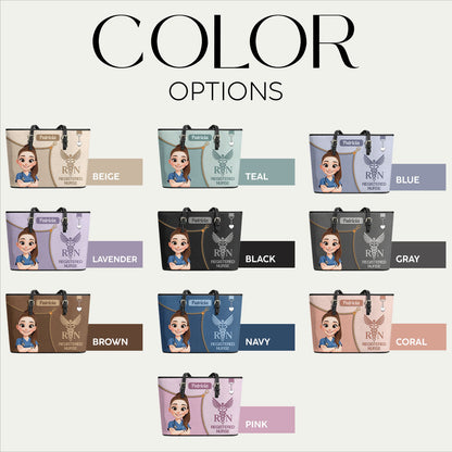 Care With Purpose - Personalized Custom Nurse Leather Tote Bag