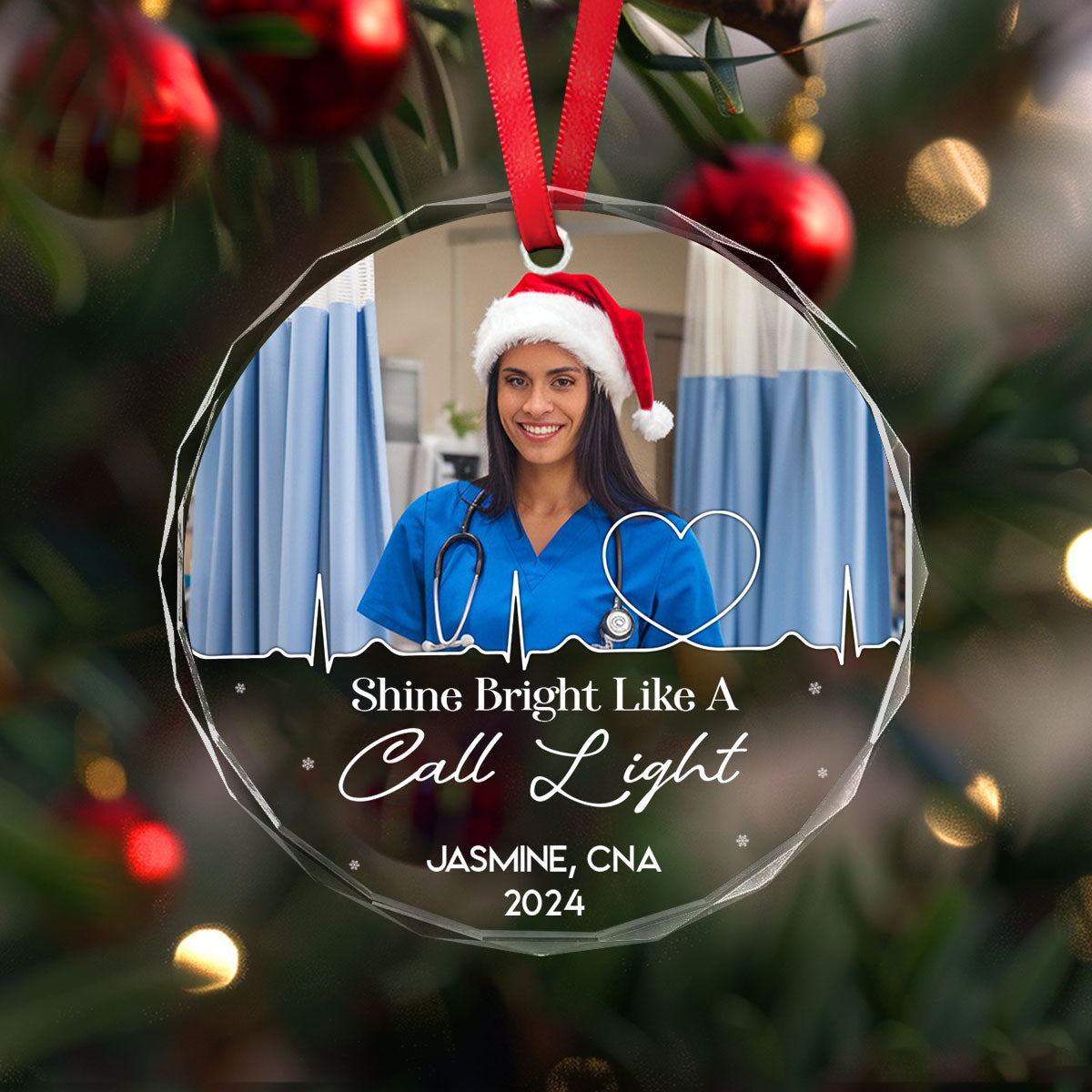 Heart Nurse - Personalized Nurse Circle Glass Ornament