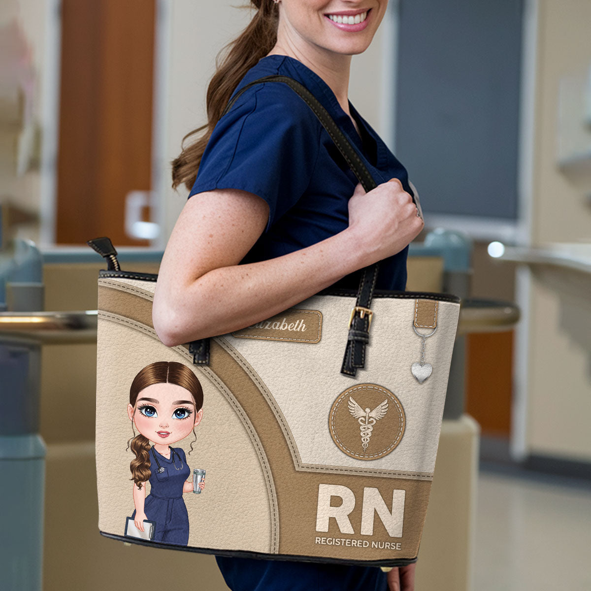 Gentle Style Nurse - Personalized Custom Nurse Leather Tote Bag