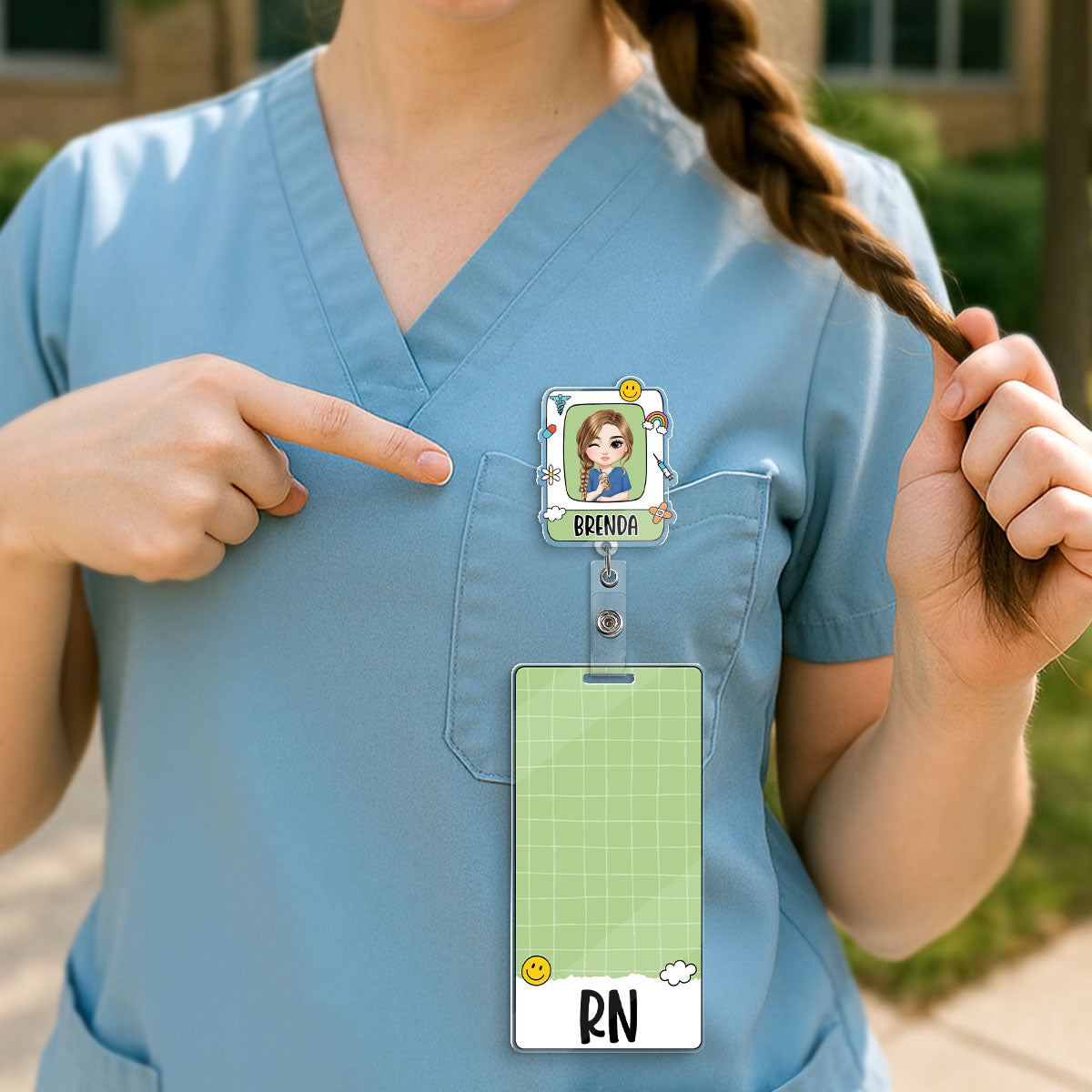Cute Nurse - Personalized Nurse Badge Reel & Buddy Set