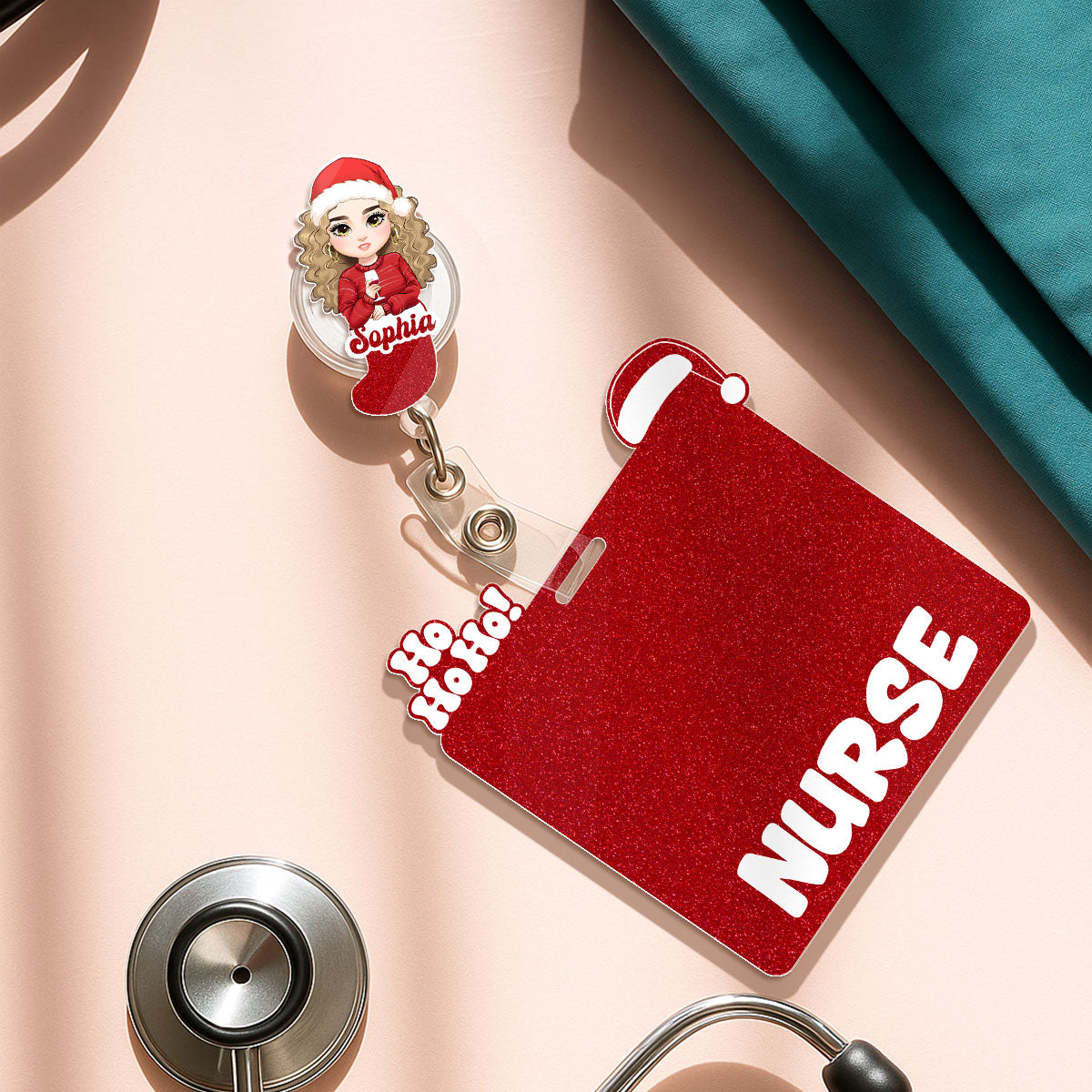 Christmas Nurse - Personalized Nurse Badge Reel & Buddy Set