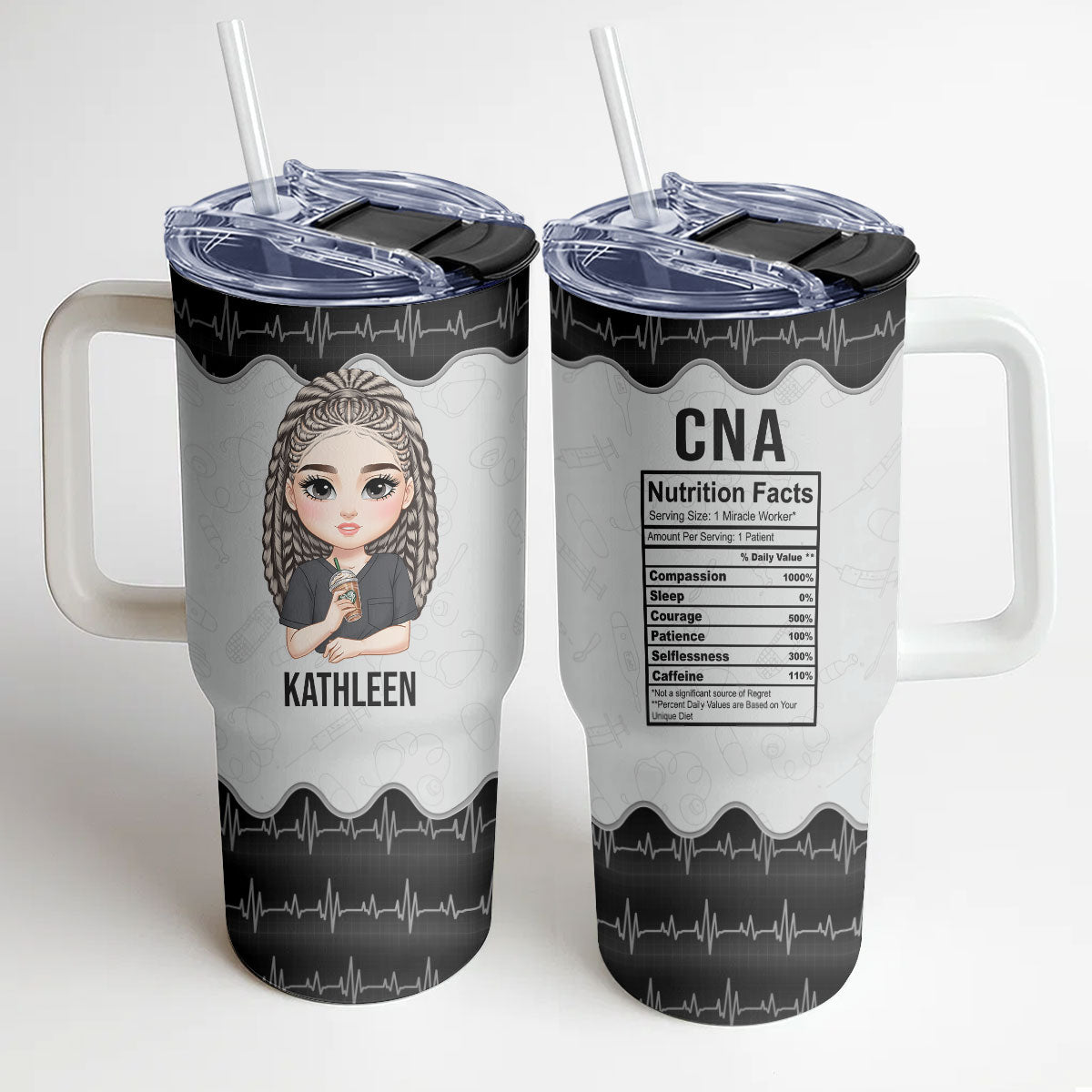 Nurse Nutrition Facts - Personalized Nurse 40oz Tumbler With Handle