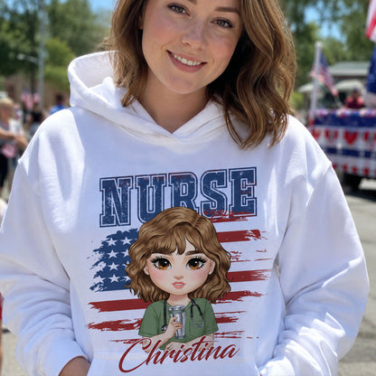 Patriotic Nurse - Personalized Custom Nurse T-shirt, Hoodie, Sweatshirt
