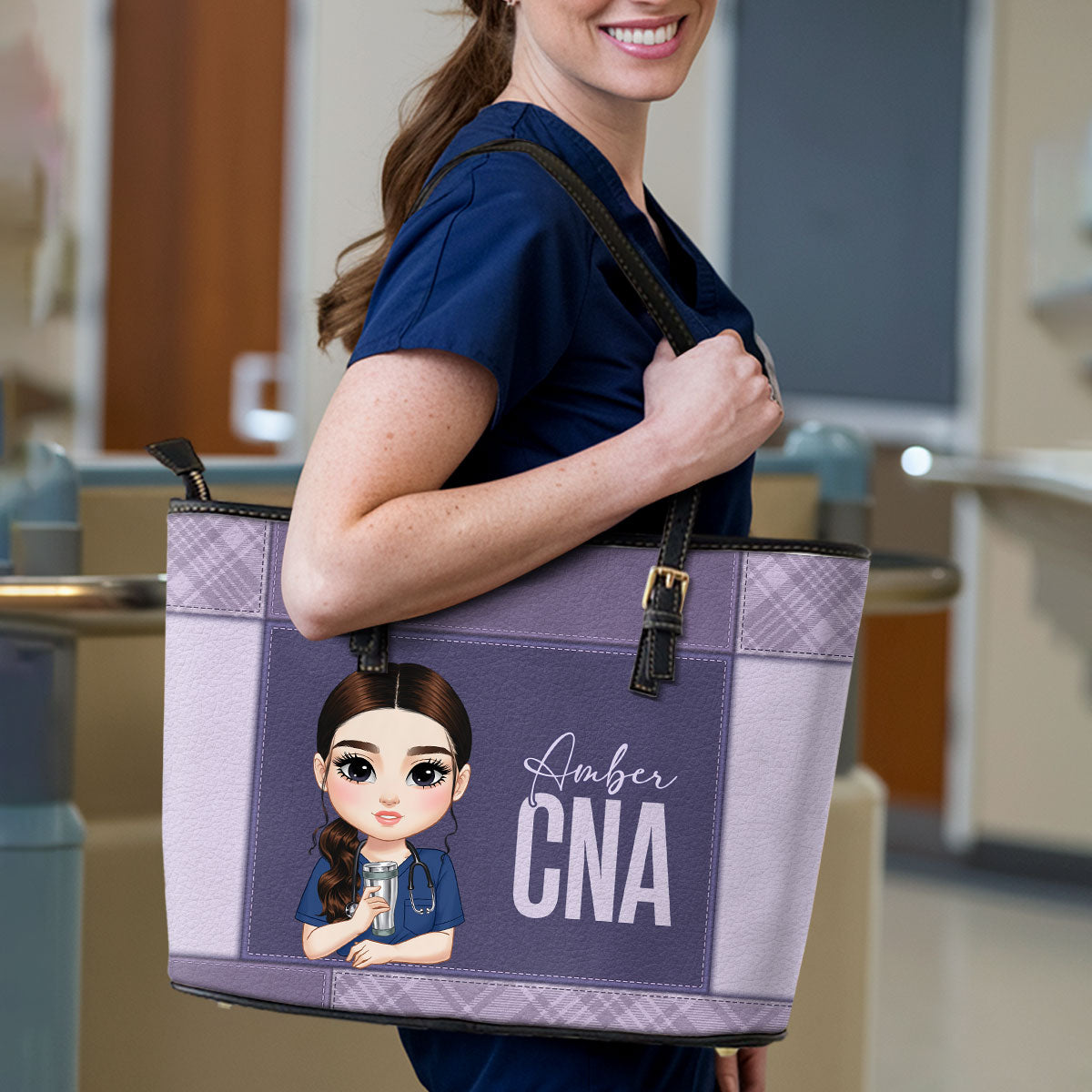 Nurse Crazy Life - Personalized Custom Nurse Leather Tote Bag