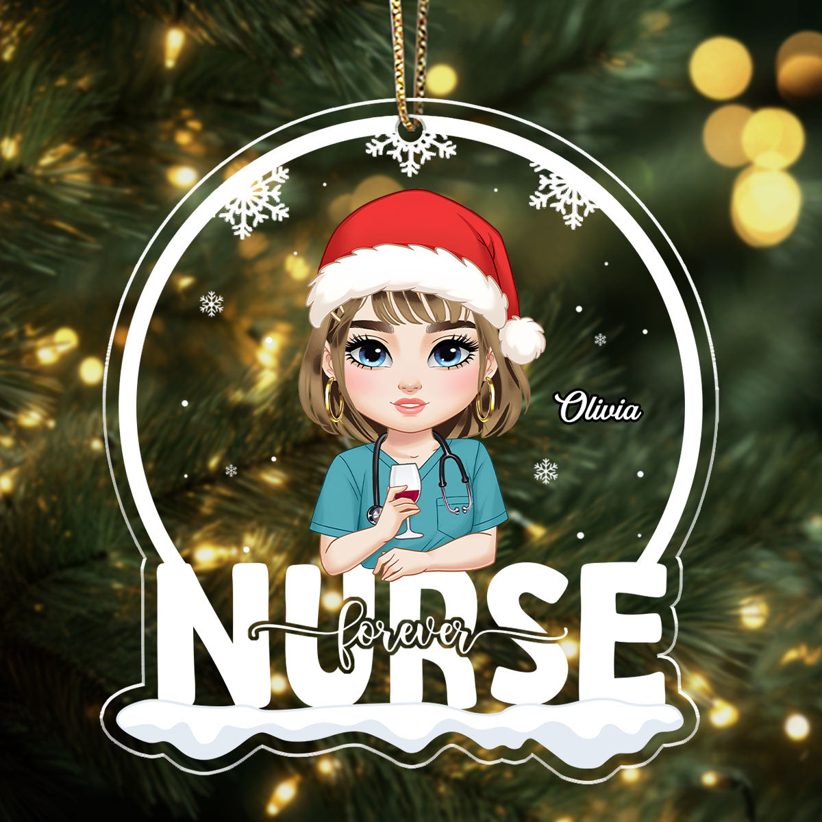 Snow Globe Nurse - Personalized Nurse Acrylic Ornament