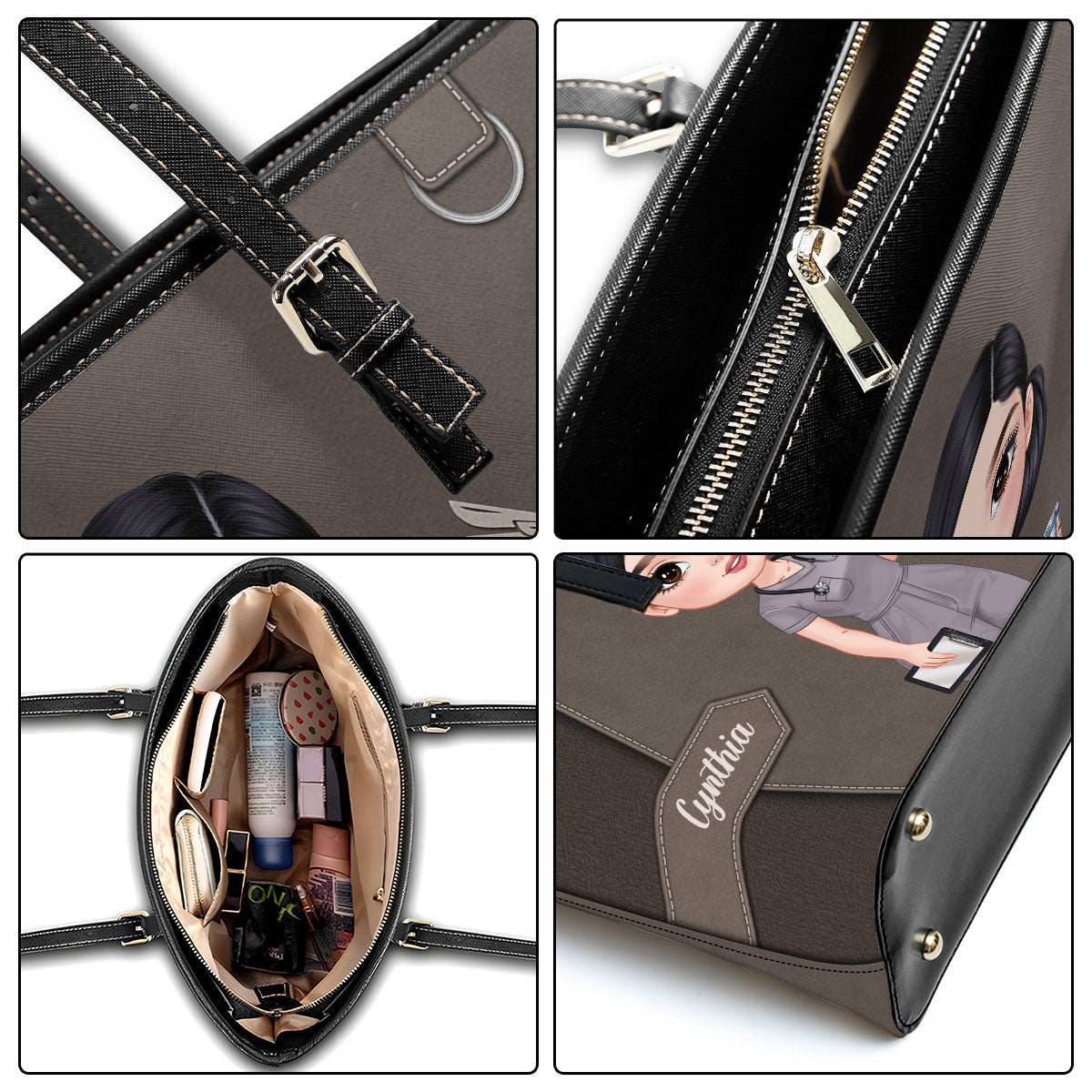 Devoted Nurse Life - Personalized Custom Nurse Leather Tote Bag