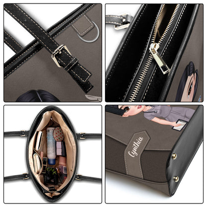 Devoted Nurse Life - Personalized Custom Nurse Leather Tote Bag