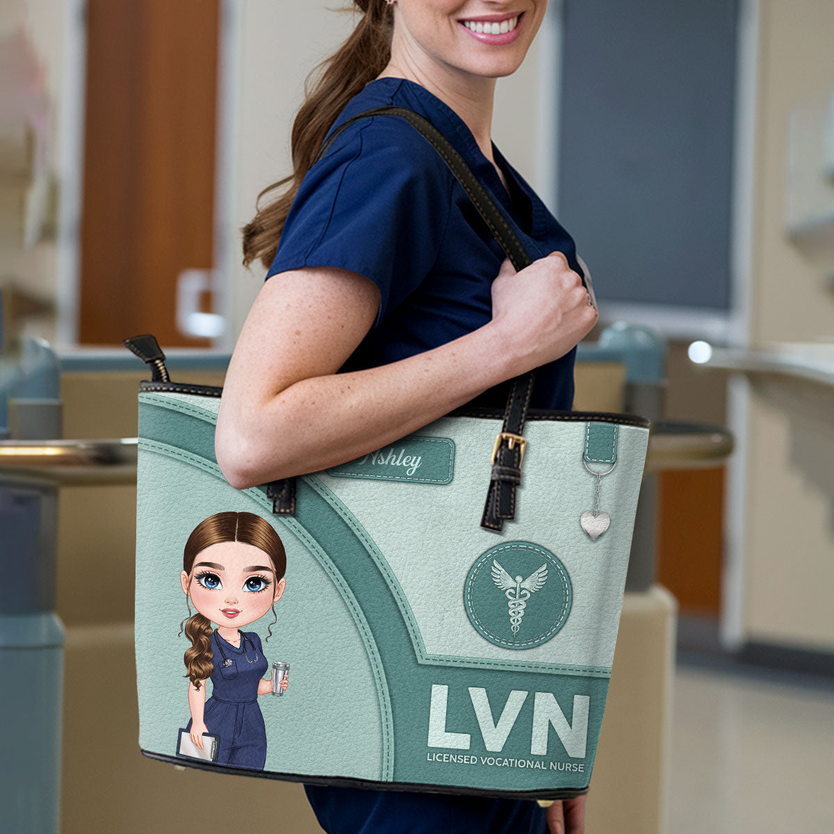 Gentle Nursing Professionals - Personalized Custom Nurse Leather Tote Bag