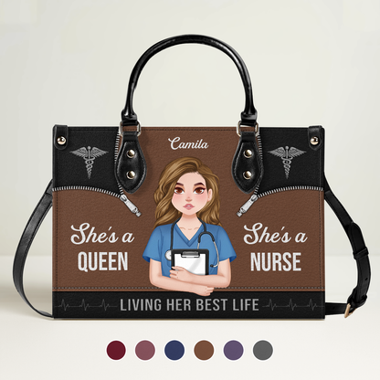 Nurse Queen Life - Personalized Custom Leather Handbag