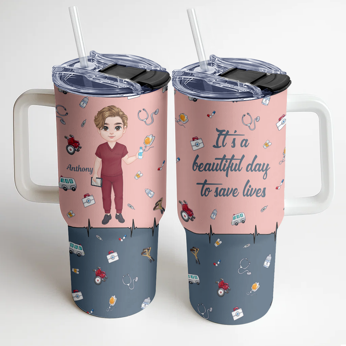 To Save Lives - Personalized Nurse 40oz Tumbler With Handle