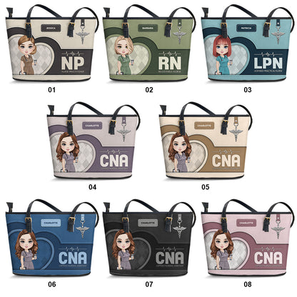 Nurse Basic Style - Personalized Custom Nurse Leather Tote Bag Deal