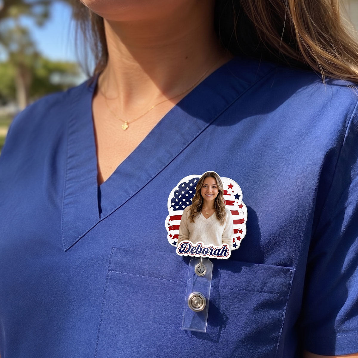 Patriotic Nurse Spirit - Personalized Nurse Badge Reel
