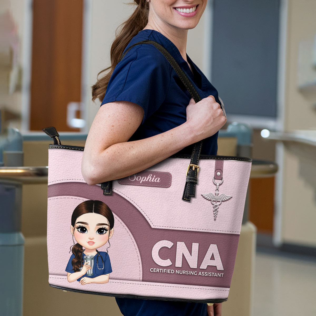 Nurse Classic - Personalized Custom Nurse Leather Tote Bag