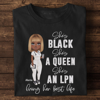 Living Her Best Life (Dark Ver.) - Personalized Custom Nurse T-shirt, Hoodie, Sweatshirt