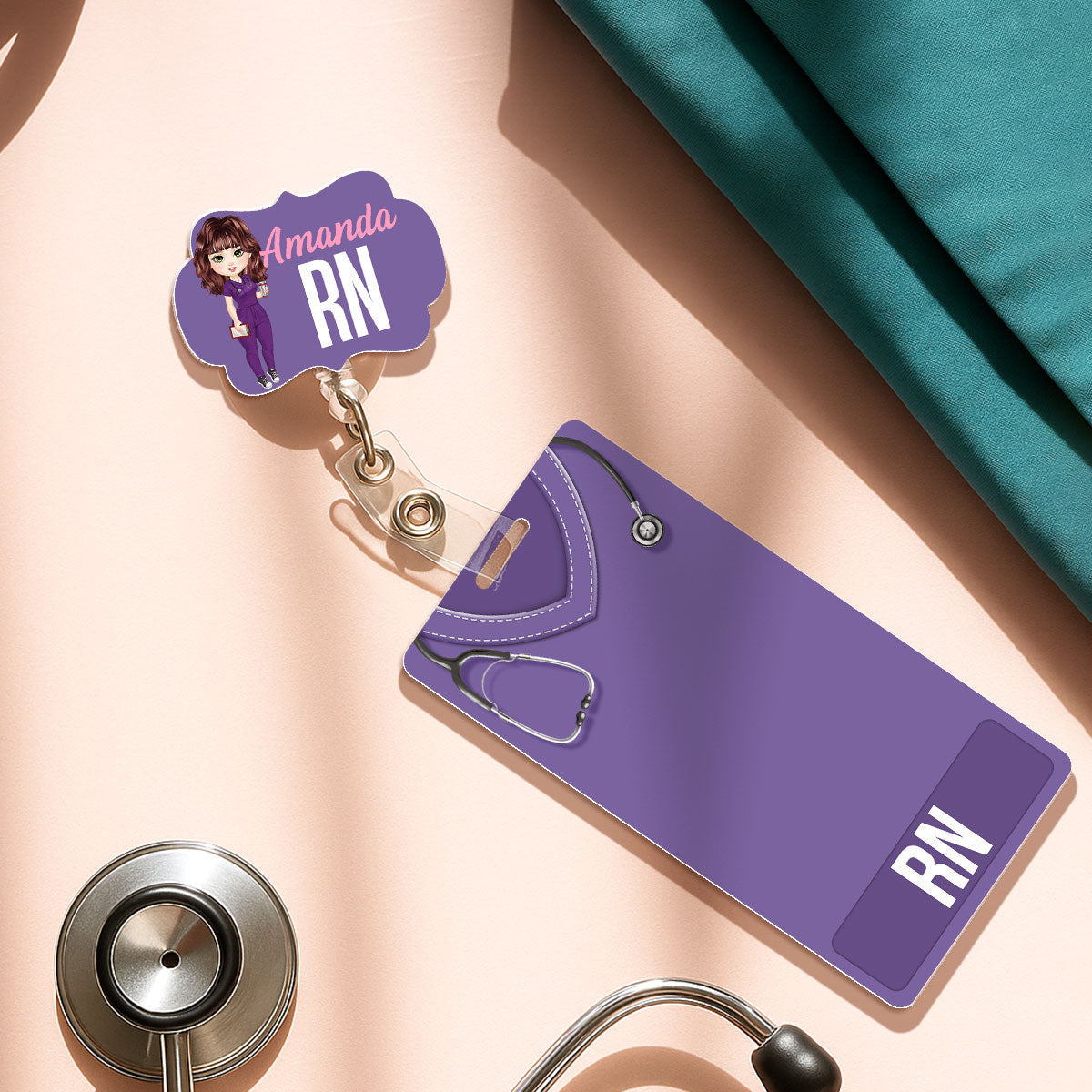 The Scrub Love - Personalized Nurse Badge Reel & Buddy Set