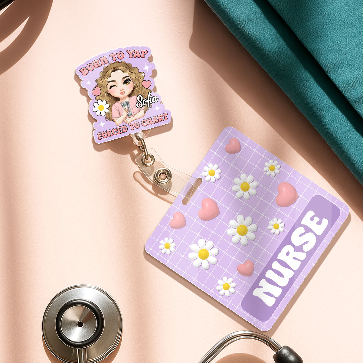 Born To Yap - Personalized Nurse Badge Reel & Buddy Set