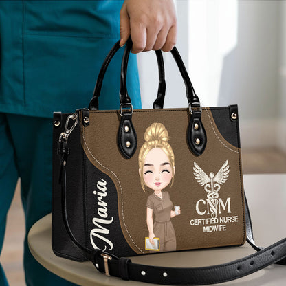 Nurse With Love - Personalized Custom Leather Handbag