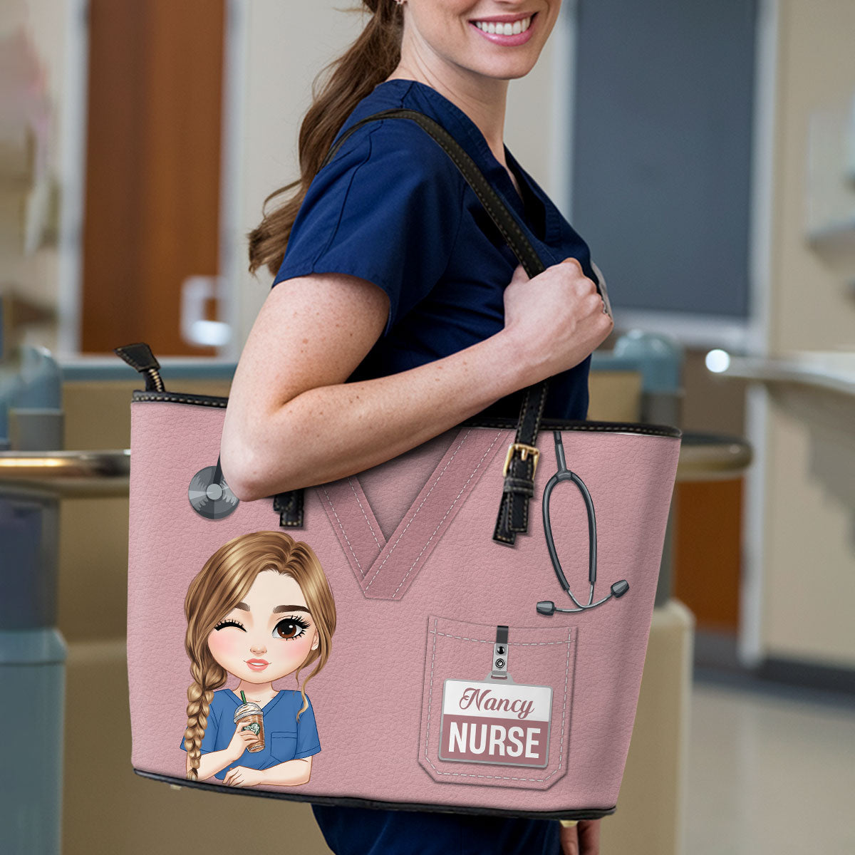 Nurse Perfect Scrub - Personalized Custom Nurse Leather Tote Bag