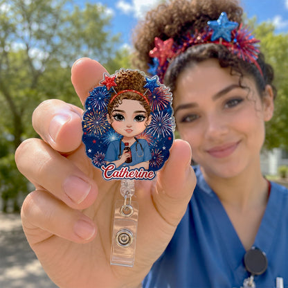 Firework Nurse Mood - Personalized Nurse Badge Reel