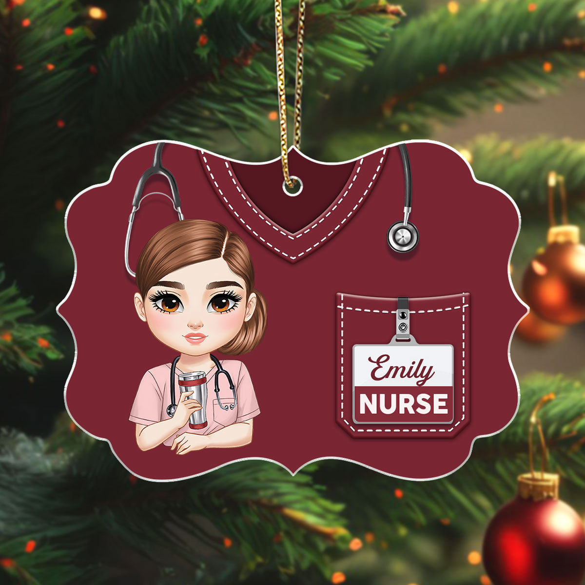 Sparkling Holiday Nurse - Personalized Nurse Acrylic Ornament