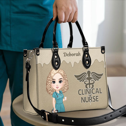 Kinda Awesome Nurse - Personalized Custom Leather Handbag