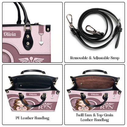 Nurse With Beautiful Heart - Personalized Custom Leather Handbag
