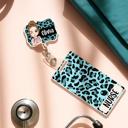 Leopard Vibe Nurse - Personalized Nurse Badge Reel & Buddy Set