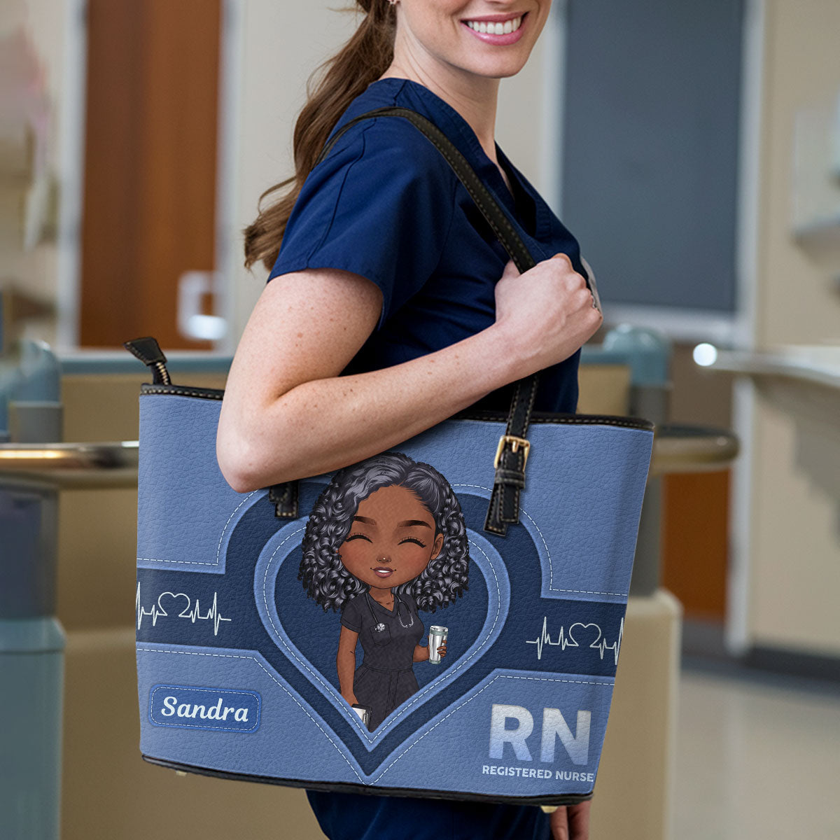 The Scrub Life - Personalized Custom Nurse Leather Tote Bag