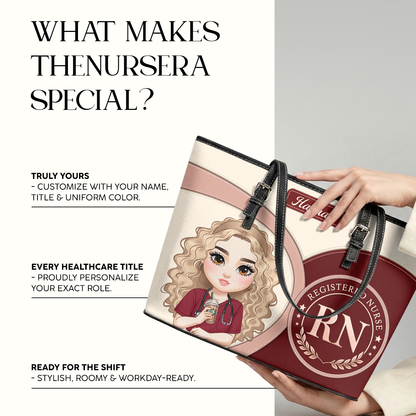 Classic Nurse Vibe - Personalized Custom Nurse Leather Tote Bag