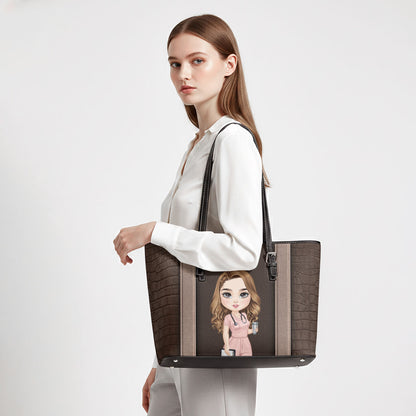 Nurse Elegant - Personalized 2-Sided Custom Nurse Leather Tote Bag