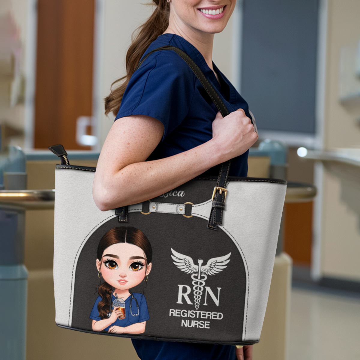 Nurse Harmony Life - Personalized Custom Nurse Leather Tote Bag