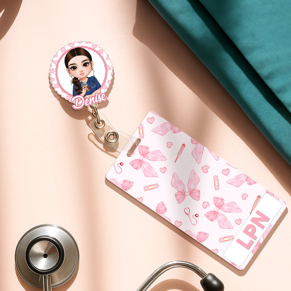 Heart Nurse - Personalized Nurse Badge Reel & Buddy Set