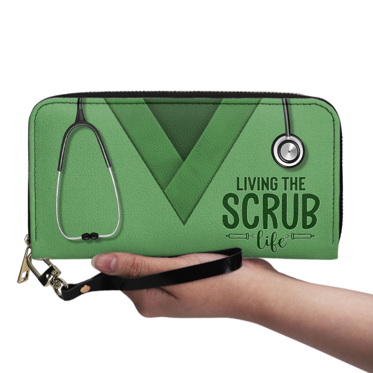 Scrub Love - Personalized Nurse Leather Clutch Purse