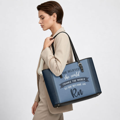 Change The World - Personalized 2-Sided Custom Nurse Leather Tote Bag