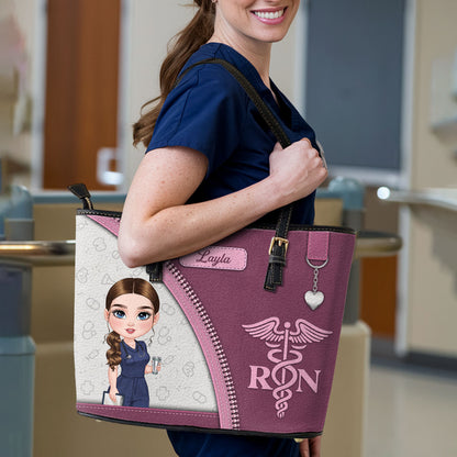 Simple Nurse Life - Personalized Custom Nurse Leather Tote Bag