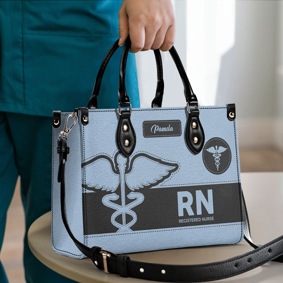 Neutral Style Nurse - Personalized Custom Leather Handbag