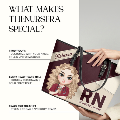 Nurse Kind Soul - Personalized Custom Nurse Leather Tote Bag