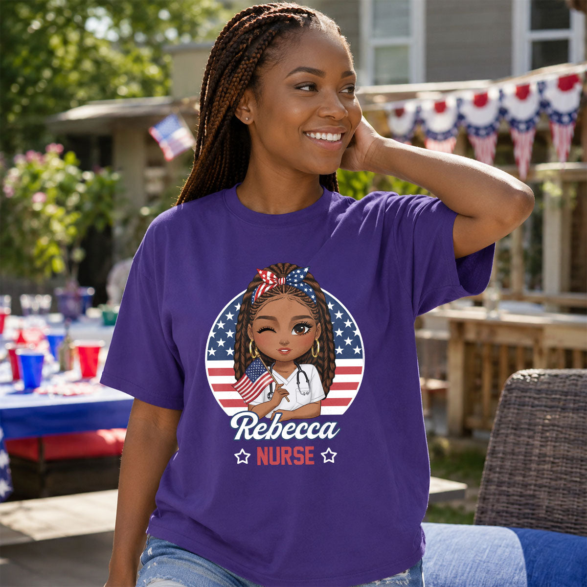Nurse With Patriotic Spirit (Dark Ver.) - Personalized Custom Nurse T-shirt, Hoodie, Sweatshirt