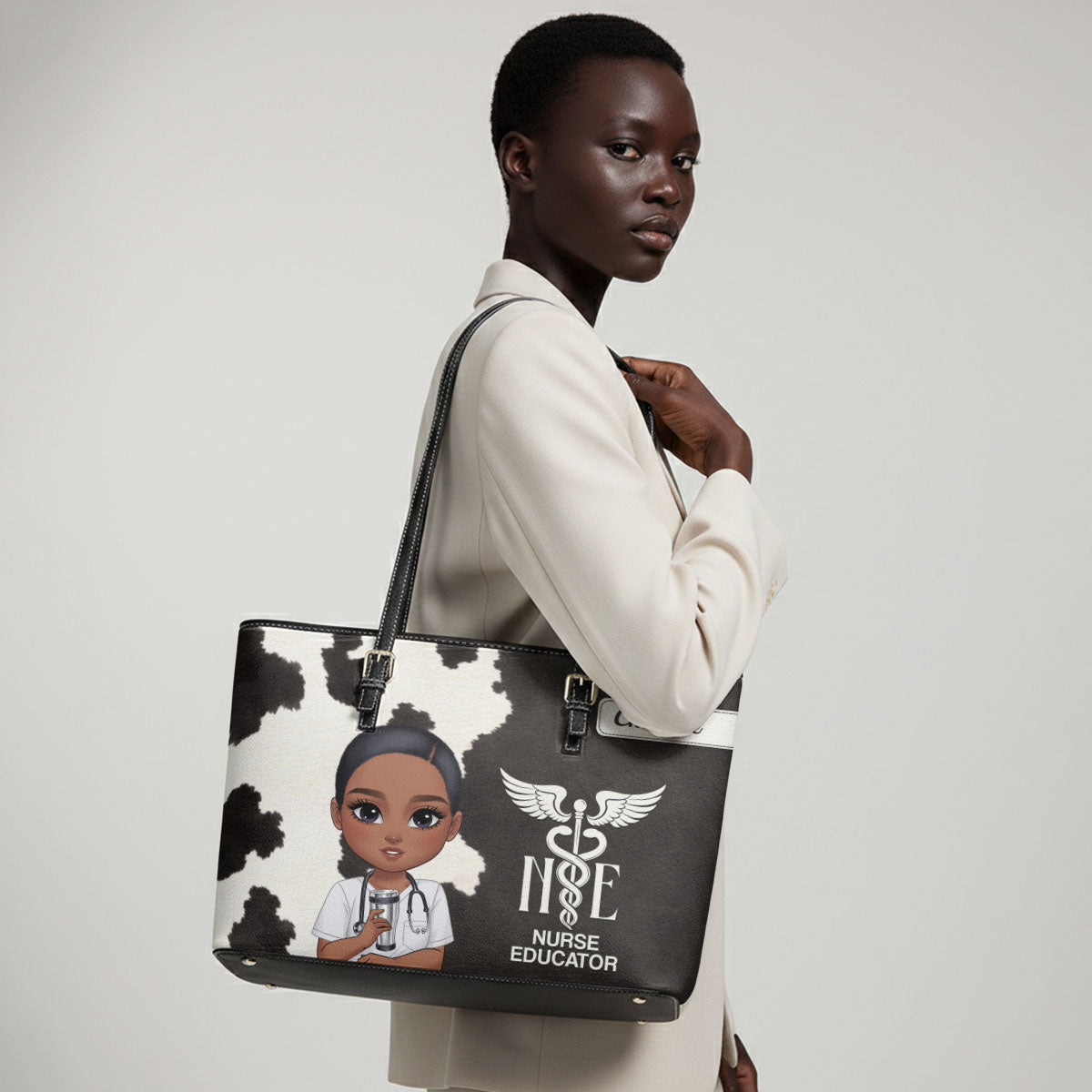 Signature Nurse - Personalized Custom Nurse Leather Tote Bag