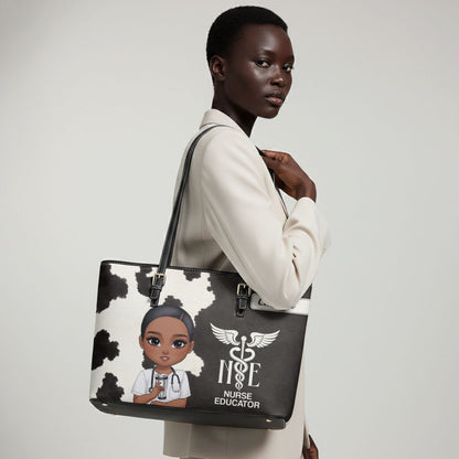 Signature Nurse - Personalized Custom Nurse Leather Tote Bag