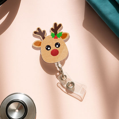 Christmas Reindeer - Badge Reel for Nurses