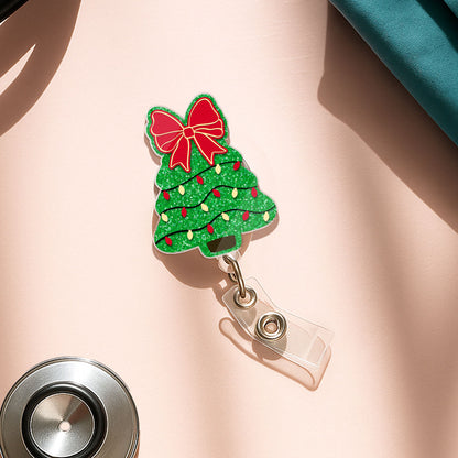 Christmas Tree Bow - Badge Reel for Nurses