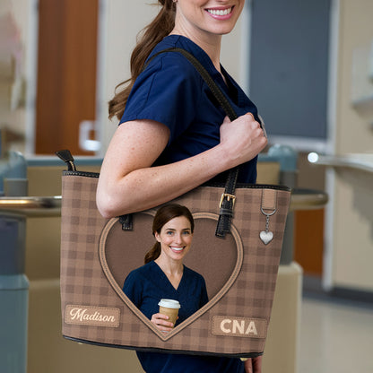 Daily Nurse Style Photo - Personalized Custom Nurse Leather Tote Bag