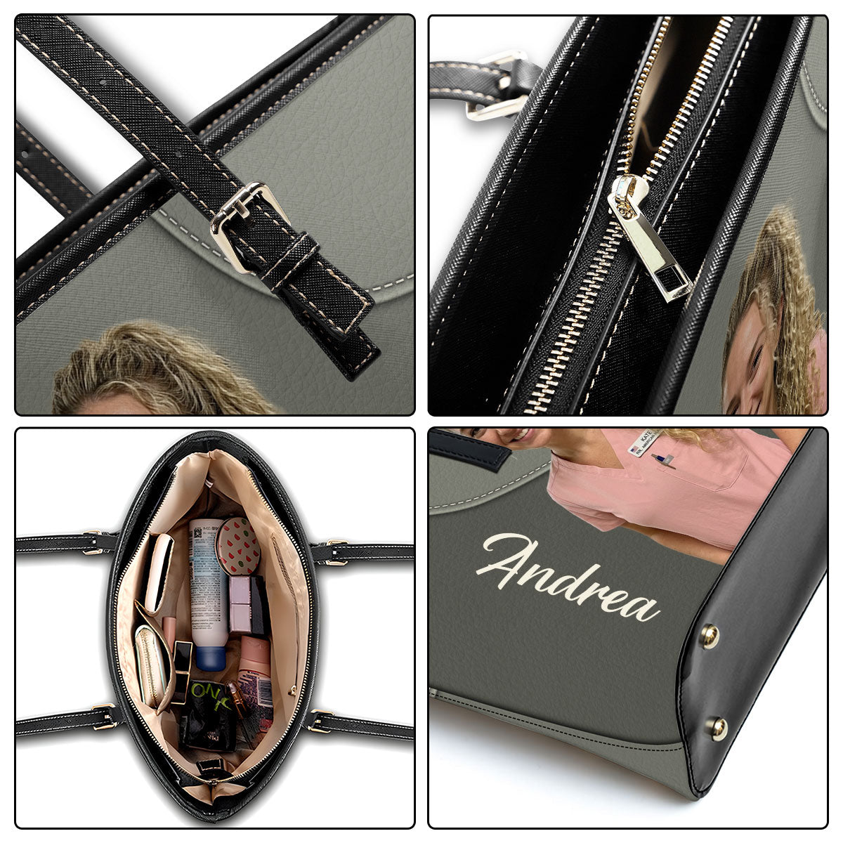 Refined Nurse Life Photo - Personalized Custom Nurse Leather Tote Bag
