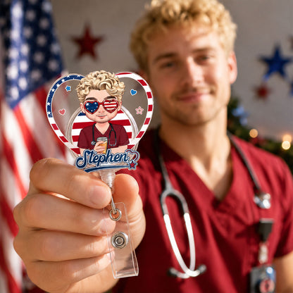 Sweet Nurse Patriot - Personalized Nurse Badge Reel