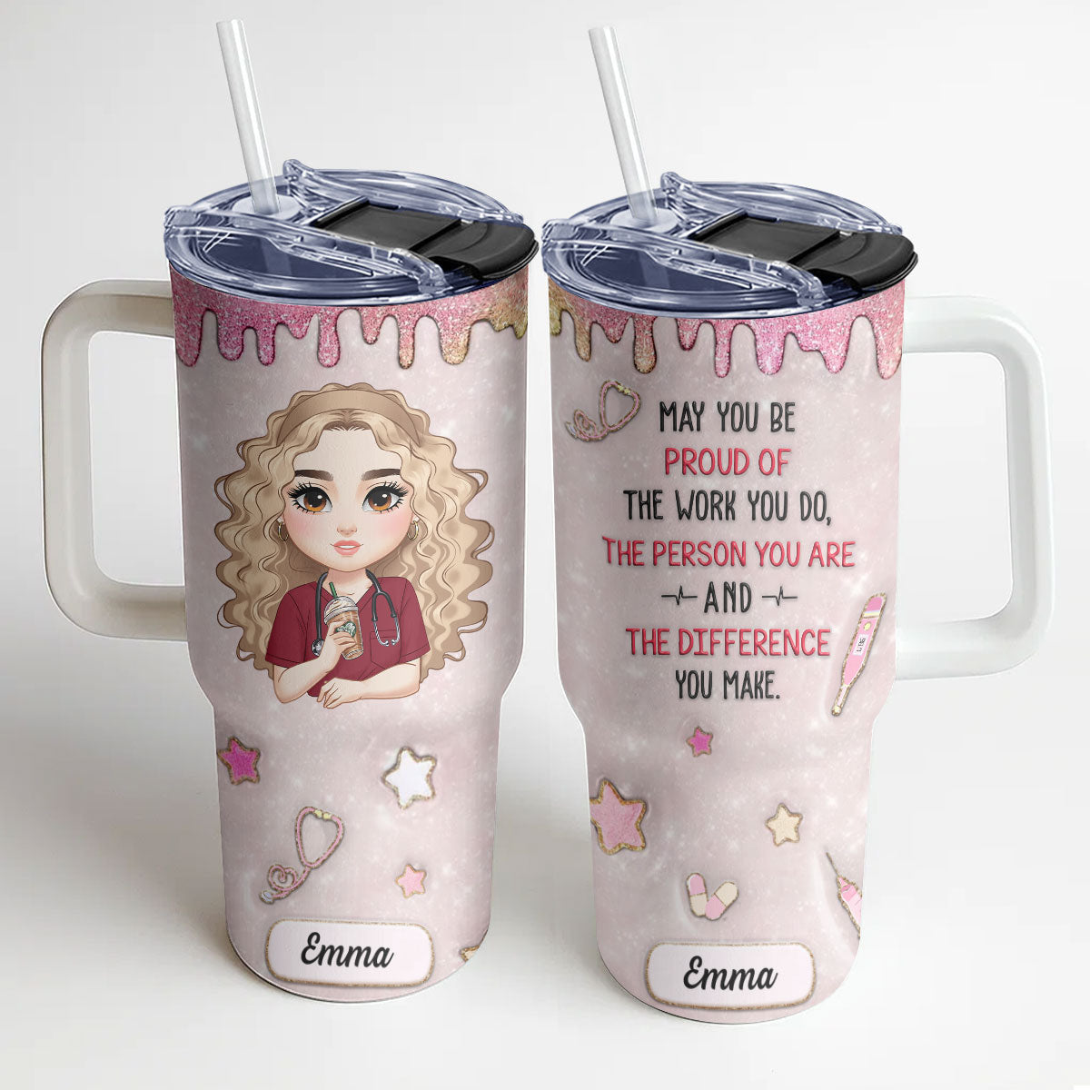 Proud Of You - Personalized Nurse 40oz Tumbler With Handle